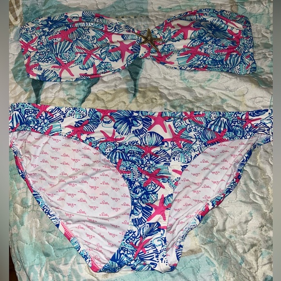 Lilly Pulitzer She She Shells Starfish Bikini. Medium top, Large bottom. - Picture 2 of 6